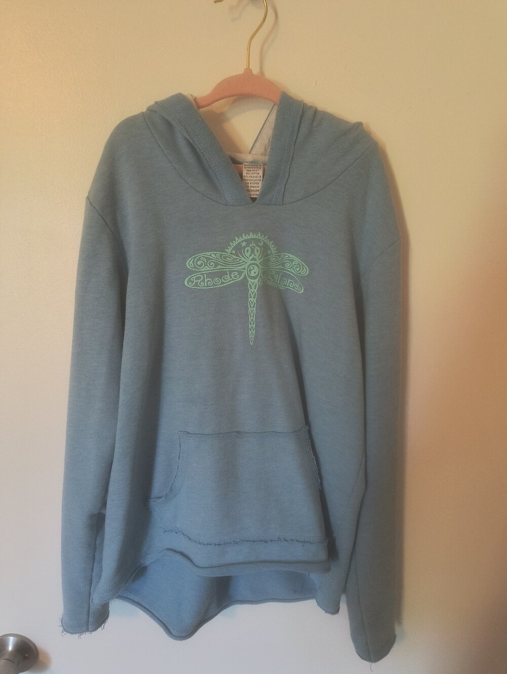 Light Blue Hoodie with Mint Dragonfly Graphic